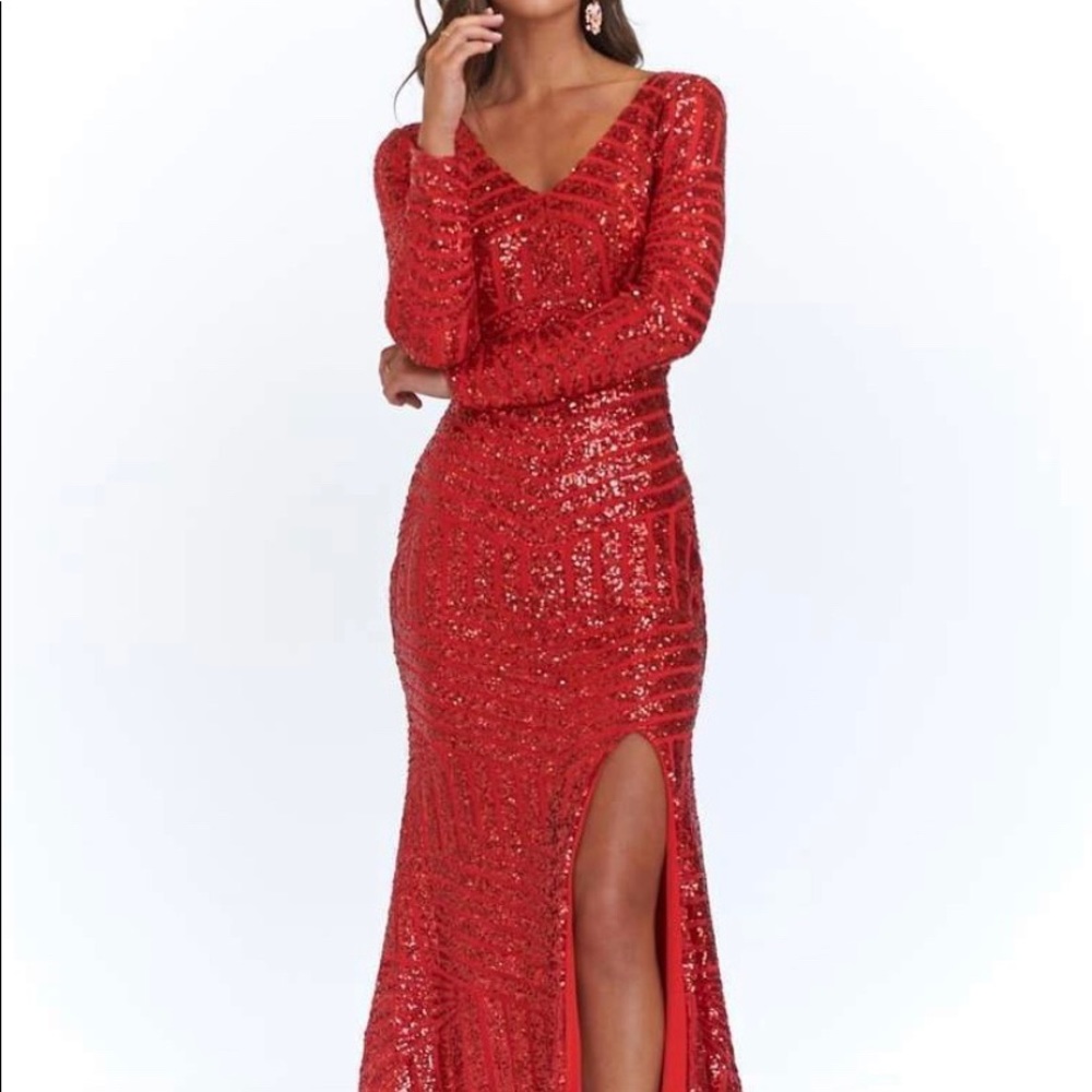 Red Sequin Prom Dress